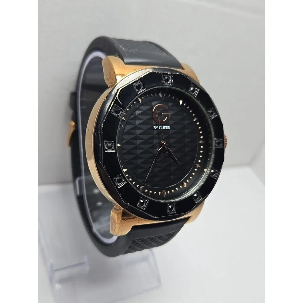 Mens G by GUESS  Black Rose Gold Watch G10438G1 New Battery